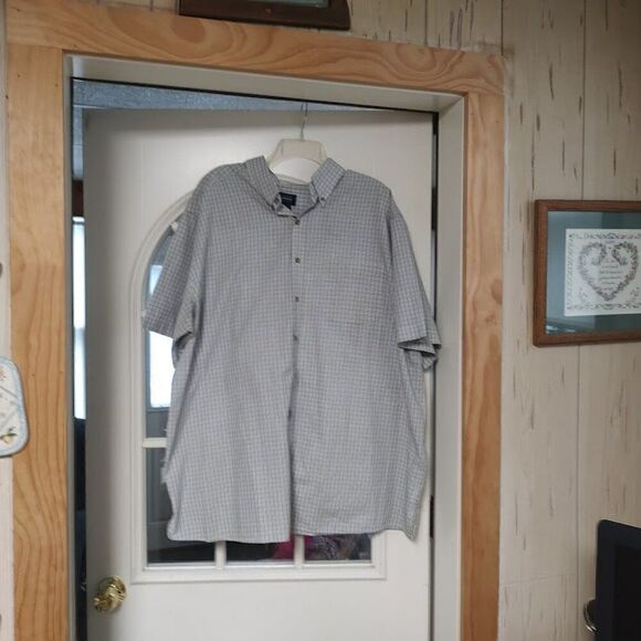 Harbor Bay Blue Yellow Checked Short Sleeve Button Down Shirt Size Men's 2XL - Picture 1 of 2